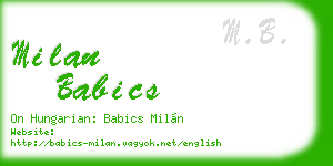 milan babics business card