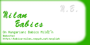 milan babics business card